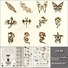 Silver gold New instant waterproof temporary tattoo stickers dragon paint printed Wholesale YS024